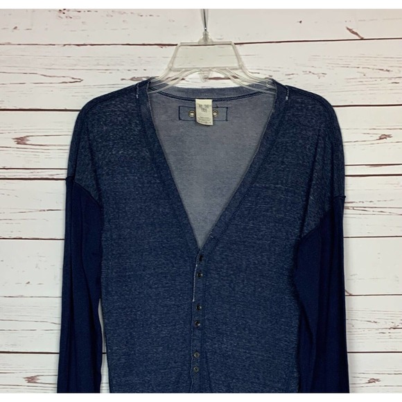 Free People We The Free Women's M Medium Navy Button Long Sleeve Cute Top Shirt - Picture 5 of 12